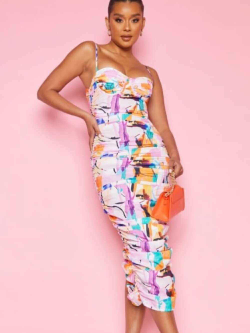 Multi Multicolor Ruched Dress - Picture 2 of 2
